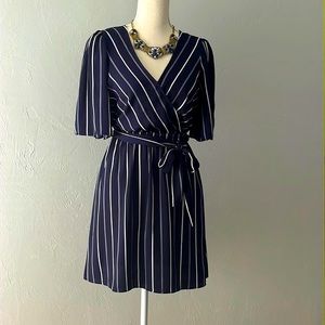 Express Navy Striped Dress
